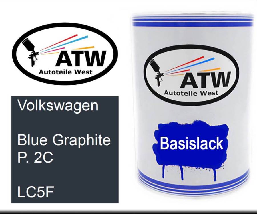 Volkswagen, Blue Graphite P. 2C, LC5F: 500ml Lackdose, von ATW Autoteile West.